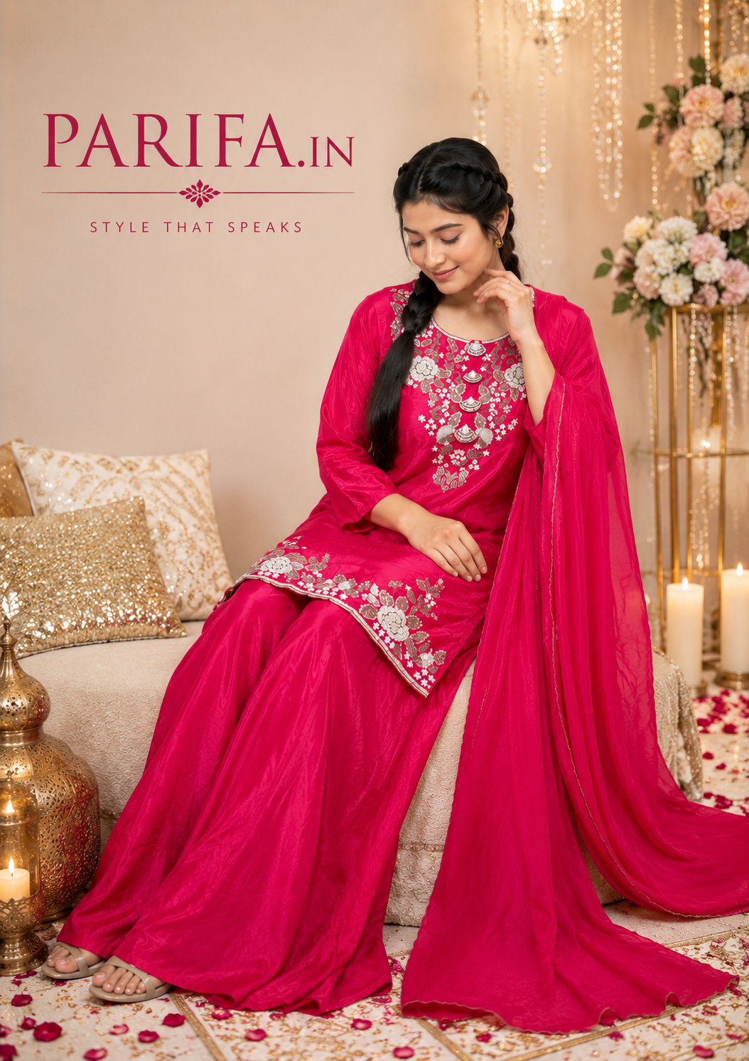 Lyla Pink Handwork Bridle wear - B1905