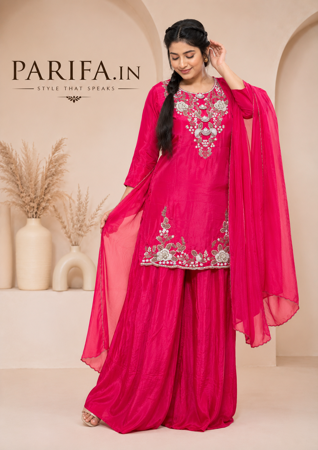 Lyla Pink Handwork Bridle wear - B1905