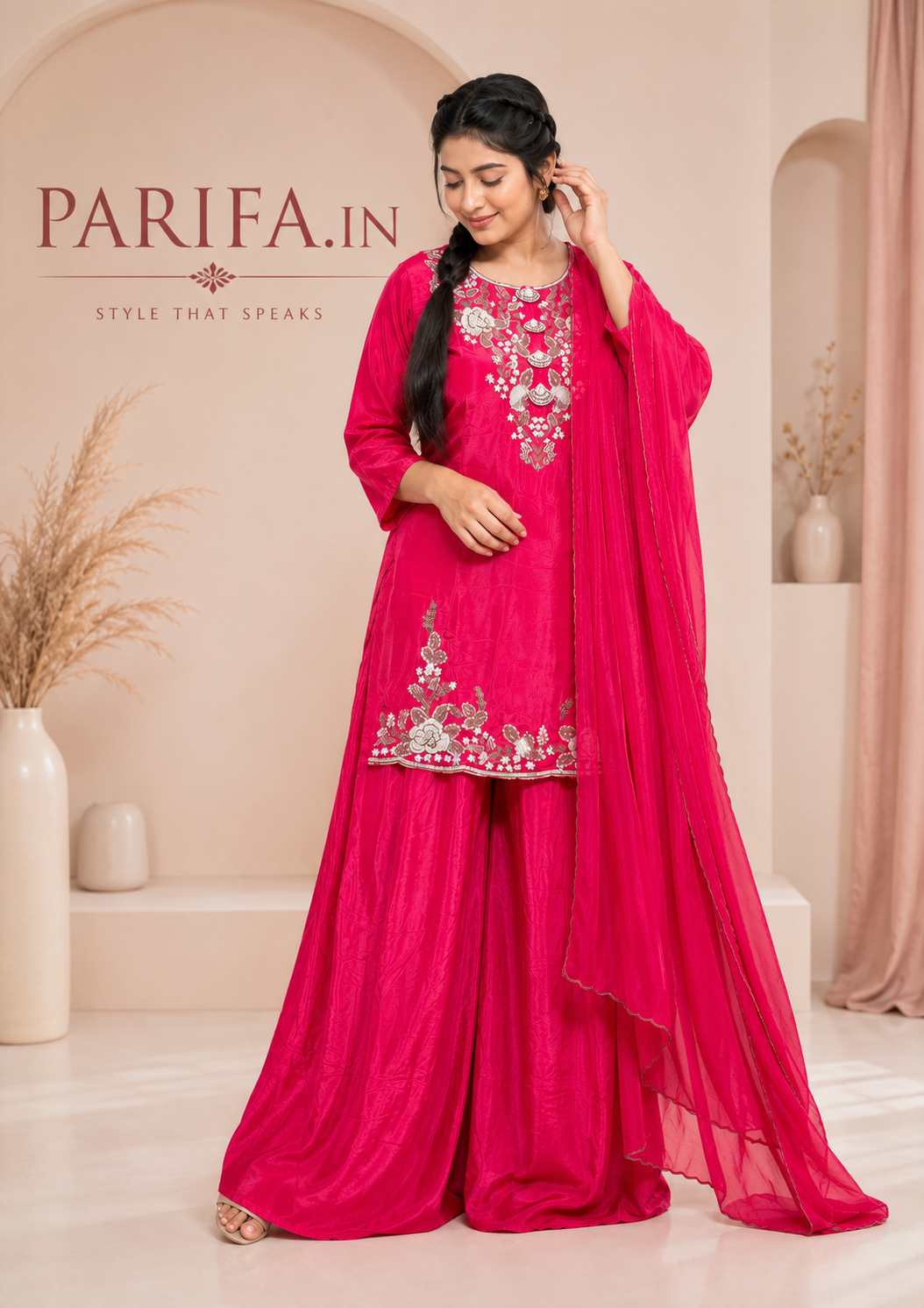 Lyla Pink Handwork Bridle wear - B1905