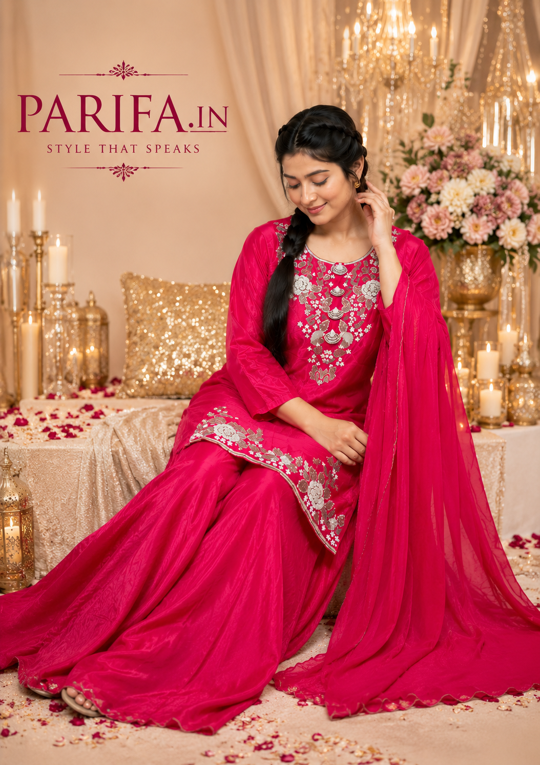 Lyla Pink Handwork Bridle wear - B1905