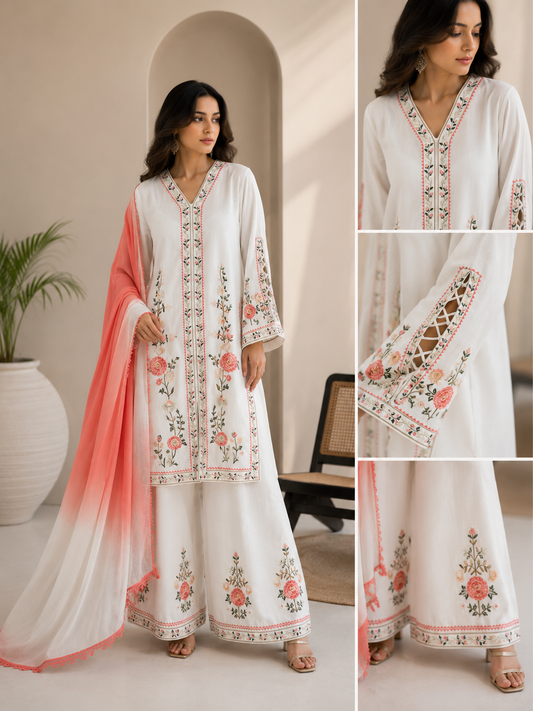 Noir Blossom Embroidered 3 Piece | B1923
